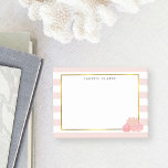 Pink Stripe & Blush Peony Personalized Notes<br><div class="desc">These handy notes feature a delicate pink stripe background,  FAUX gold border,  and a group of peonies in pretty blush tones. Coordinates with our Pink Stripe & Blush Peony invitation suites,  office supplies,  home goods and accessories. Customize with a monogram,  name or text of your choice!</div>