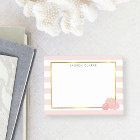 Pink Stripe & Blush Peony Personalized Notes