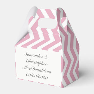 Pink stripe chevron wedding favor box