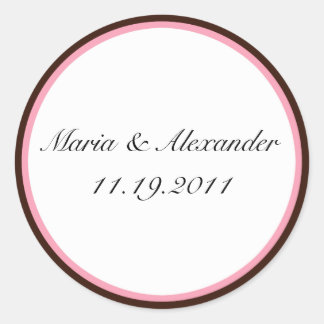 Pink Stripe Chocolate Brown Seals / Stickers