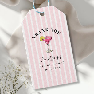 Pink Stripe Cocktail Bridal Shower Gift Tags