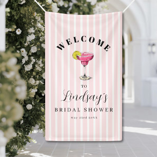 Pink Stripe Cocktail Bridal Shower Party  Banner
