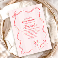 Pink Stripe Coquette Bow Baby Shower