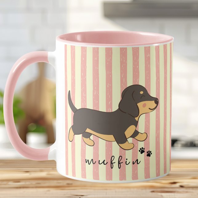 Pink Stripe Dachshund Illustration Mug (Creator Uploaded)