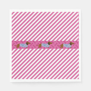 Pink Stripe Dachshund Paper Napkins