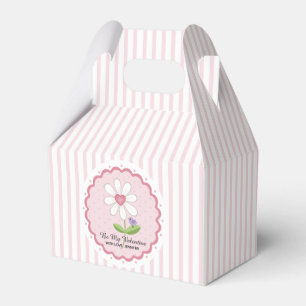 Pink Stripe Flower and Heart Valentine Favor Box