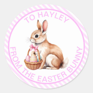 Pink Stripe From The Easter Bunny Gift Classic Round Sticker