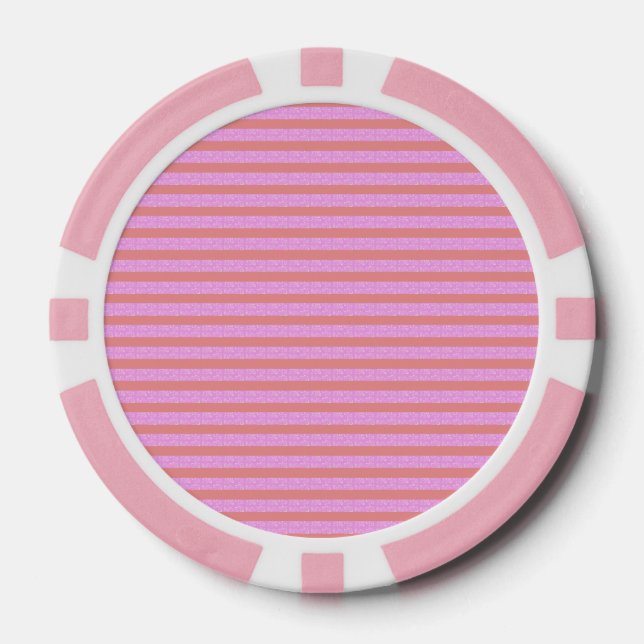 Pink Stripe Heart Poker Chips (Front)