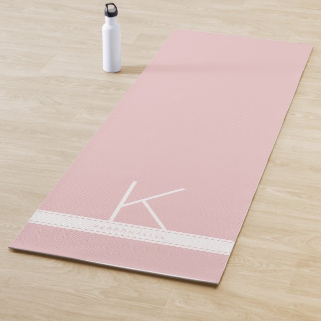 Pink Stripe Modern Simple Personalized Name Yoga Mat (In Situ)