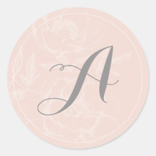 Pink Stripe Monogram Wedding Stickers