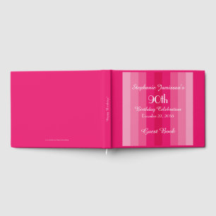 Pink Stripe, Name, 90th Birthday Party Memory Guest Book