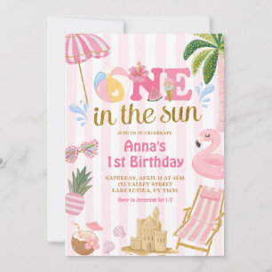Pink Stripe ONE in the sun beach invitation