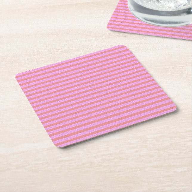 Pink Stripe Paper Coaster (Angled)
