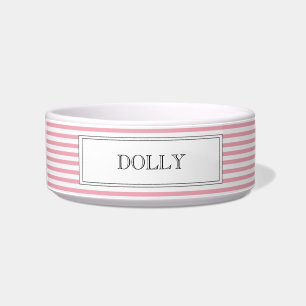 Pink Stripe Personalized Bowl