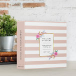 Pink Stripe Personalized Homeschool Portfolio Binder<br><div class="desc">Organize your homeschool materials in this beautifully designed binder with custom text. Chic and modern floral home school portfolio binder features a wide blush pink and white striped background with sprays of bright watercolor tropical flowers accenting your name, binder contents, and academic year, framed by a thin faux gold border....</div>
