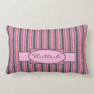 Pink Stripe Personalized Lumbar Pillow