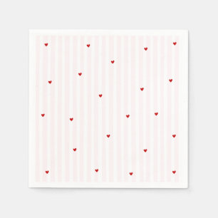 Pink Stripe Red Heart Little Sweetheart Birthday Napkin