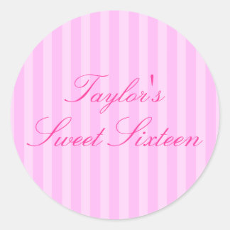 Pink Stripe Sweet16 Sticker