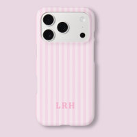 Pink Stripe Vintage Design Tiny Initials Monogram