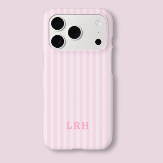 Pink Stripe Vintage Design Tiny Initials Monogram
