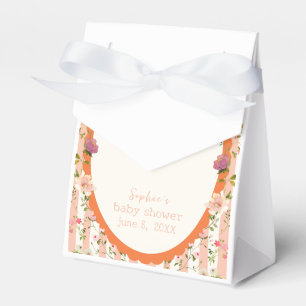 Pink Stripe Watercolor Garden Baby Shower  Favor Box