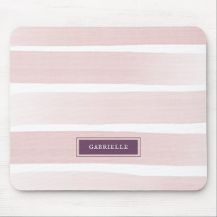 Pink Stripe Watercolor Painting Texture Name Mouse Pad