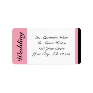 Pink Stripe with Black Wedding Address Labels
