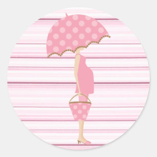Pink Striped Baby Shower Stickers