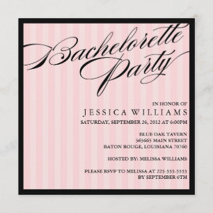 Pink Striped Bachelorette Party Invitation