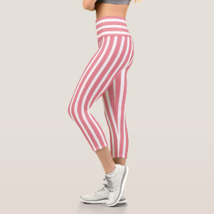 Pink Striped Capri Leggings