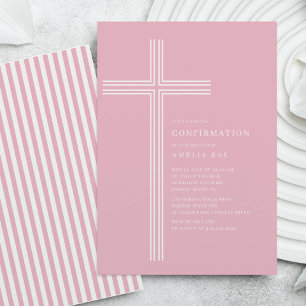 Pink Striped Confirmation Invitation