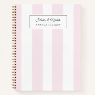 Pink Striped. Cute Personalized Notebook