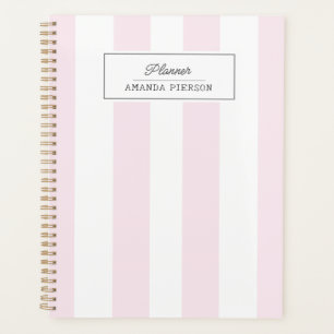 Pink Striped. Cute Personalized Planner