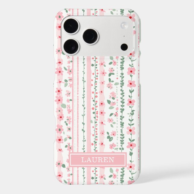 Pink Striped Floral Personalized (Back)