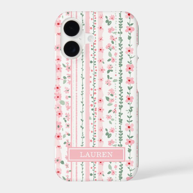 Pink Striped Floral Personalized (Back)
