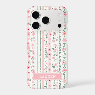 Pink Striped Floral Personalized