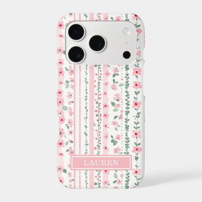 Pink Striped Floral Personalized (Back)