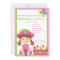 Pink Striped Gardening Girl Birthday Invitation