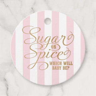 Pink Striped Gold Sugar or Spice Favour Tags