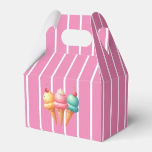 Pink striped Ice cream Favor Box