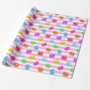 Pink Striped Macaron Wrapping Paper