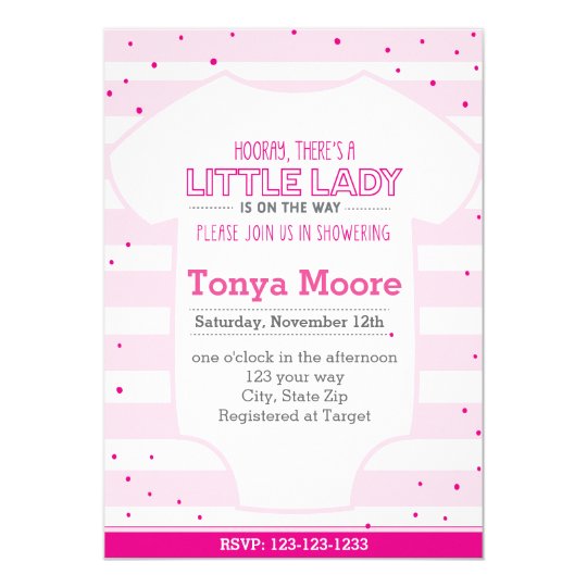 Pink Striped Onepiece Baby Shower Invitation