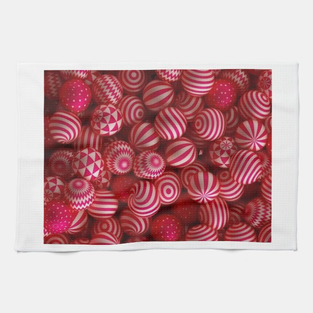 Pink Striped Ornaments Blanket Kitchen Towel (Horizontal)