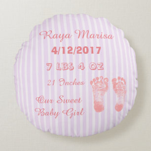 Pink Striped personalized Baby Girl  Pillow