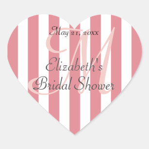 Pink Striped Personalized Heart Shaped Label