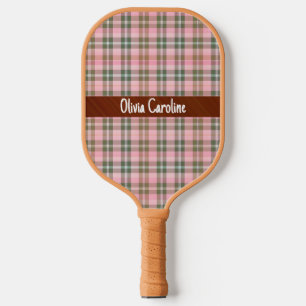 Pink striped pickleball paddles- text personalized paddle