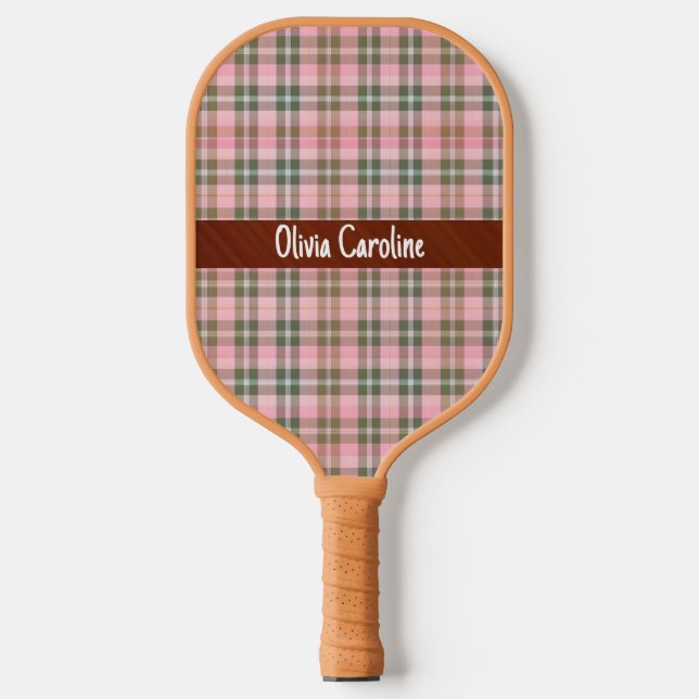 Pink striped pickleball paddles- text personalized paddle (Front)