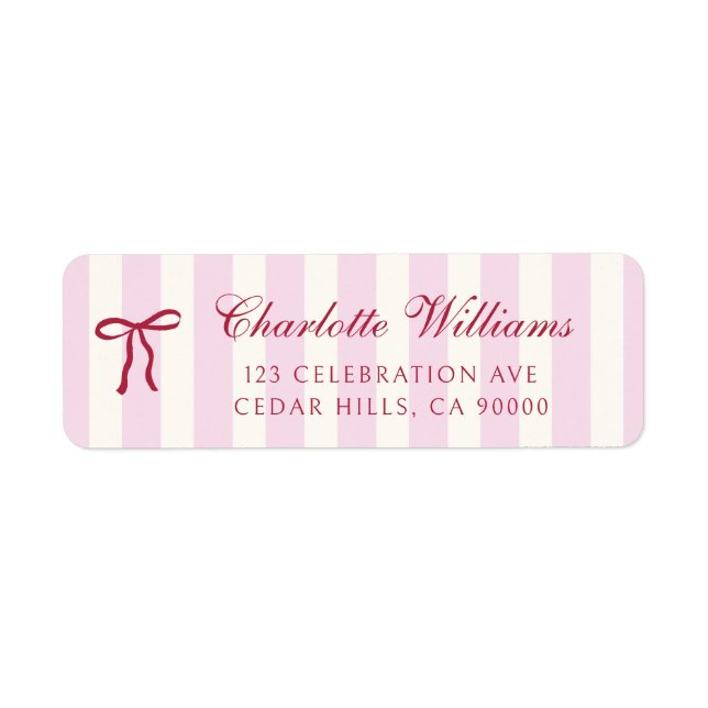 Pink Striped Preppy Bow Bridal Shower (Front)