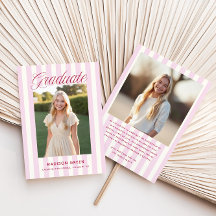 Pink Striped Preppy Graduation