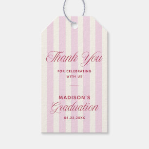 Pink Striped Preppy Graduation Gift Tags
